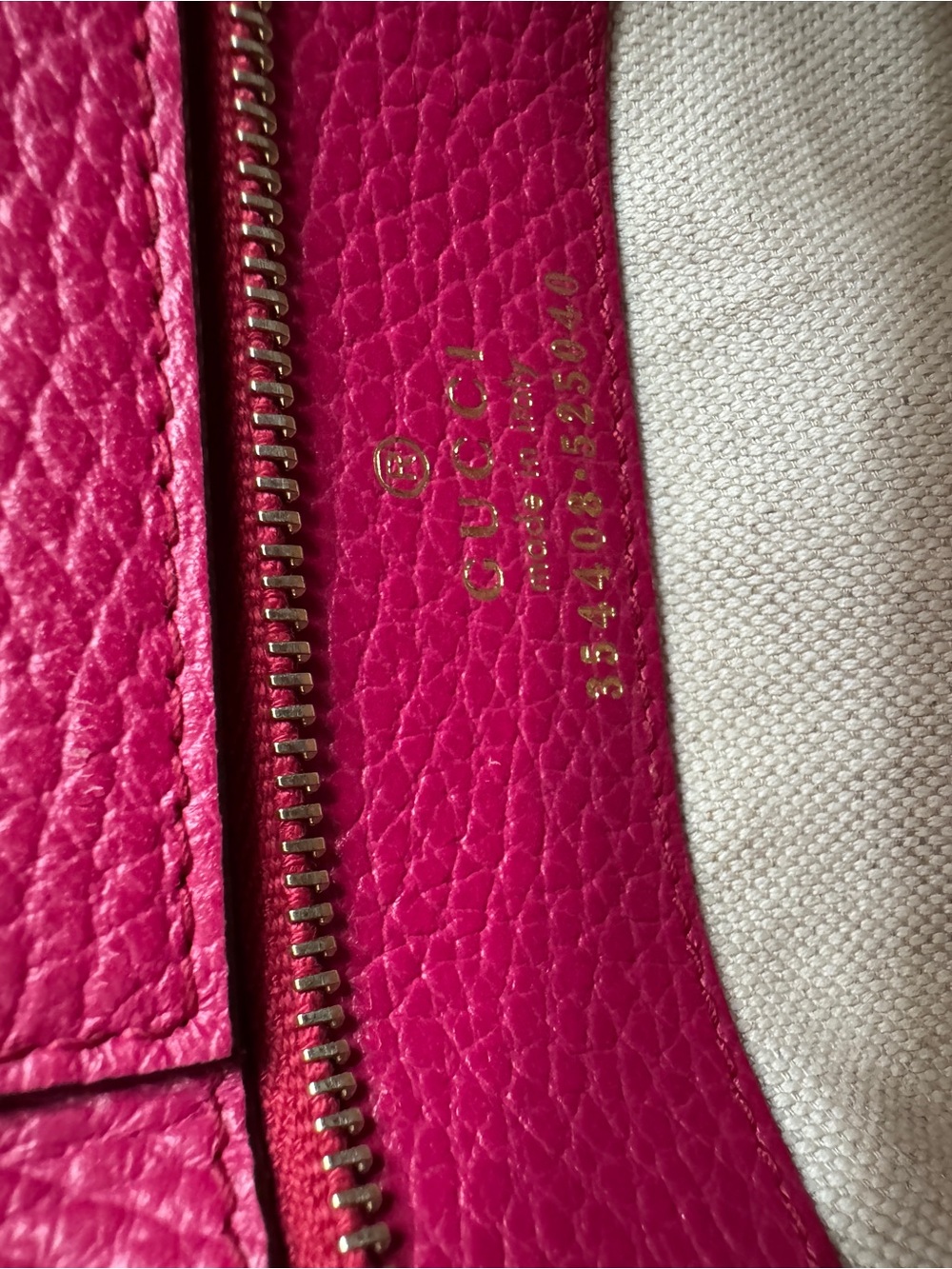 Gucci Hot Pink Leather Tote with Gold Logo - Picture 7 of 9